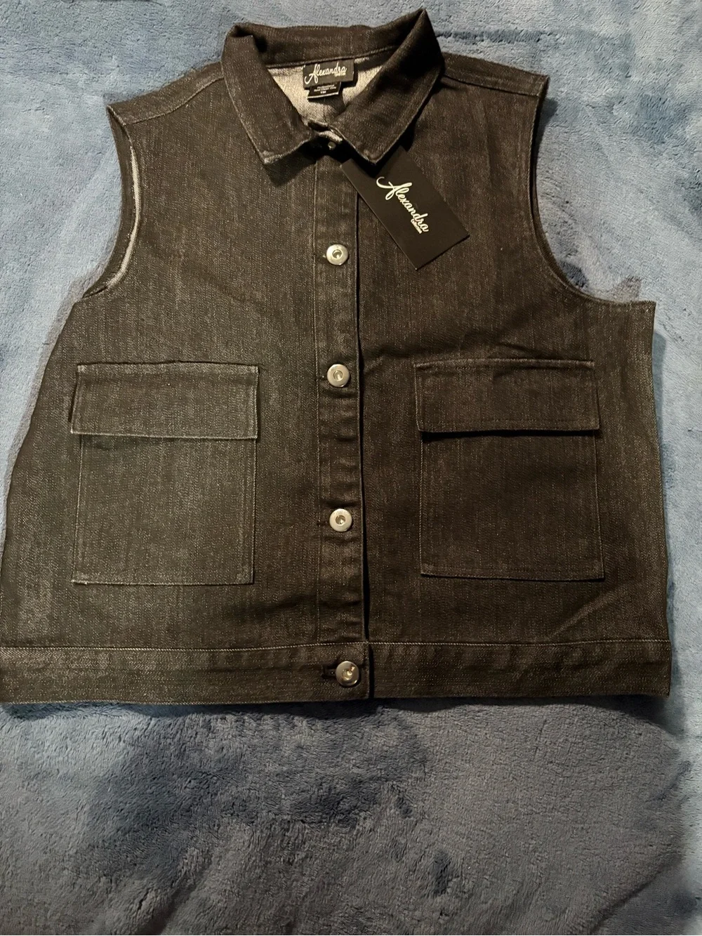 NWT Alexandra Studios Black Denim Button-Up Costume Dance Vest